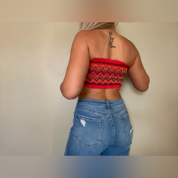 Multicolored ruched crop tube top - Picture 2 of 5